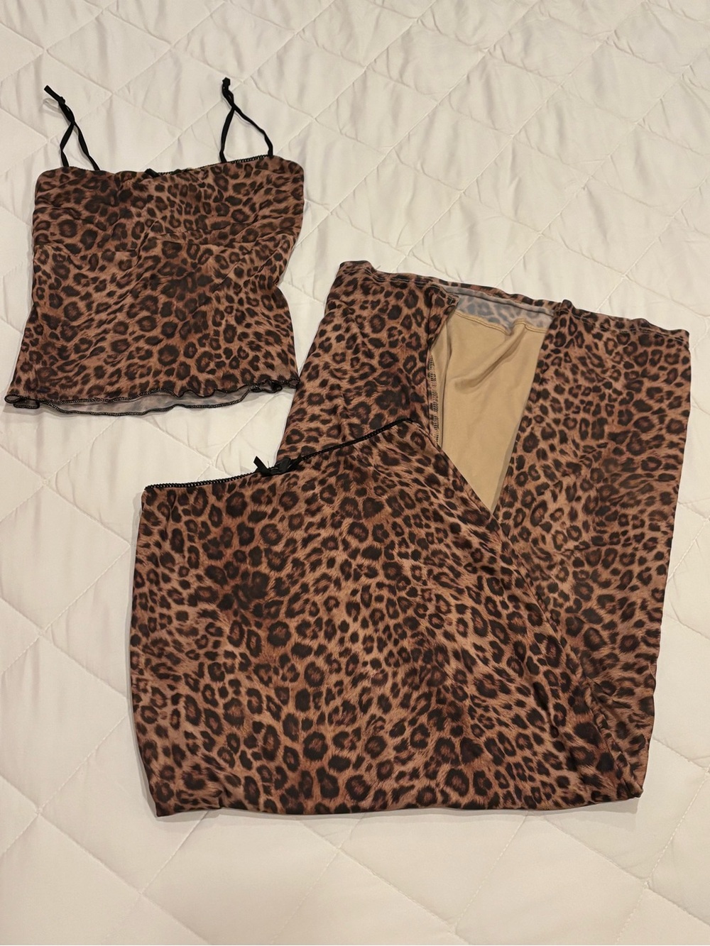 Leopard Print Cami & Skirt Set - Brown S/M